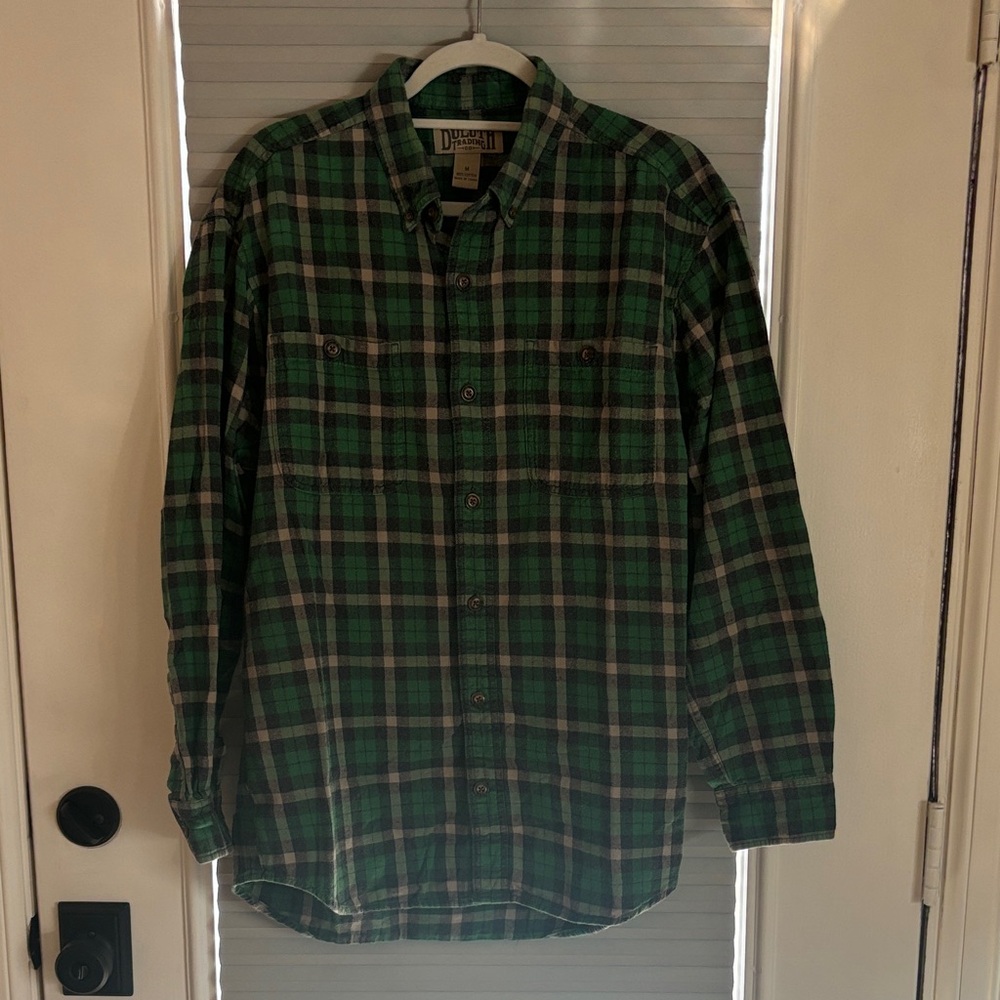 Duluth Trading Co Men's Casual Green Plaid Shirt